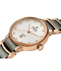 RADO Women's Centrix Diamonds Automatic Two Tone Stainless Steel Rose Gold Bracelet Watch