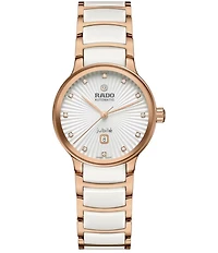 RADO Women's Centrix Diamonds Automatic Two Tone Stainless Steel Rose Gold Bracelet Watch