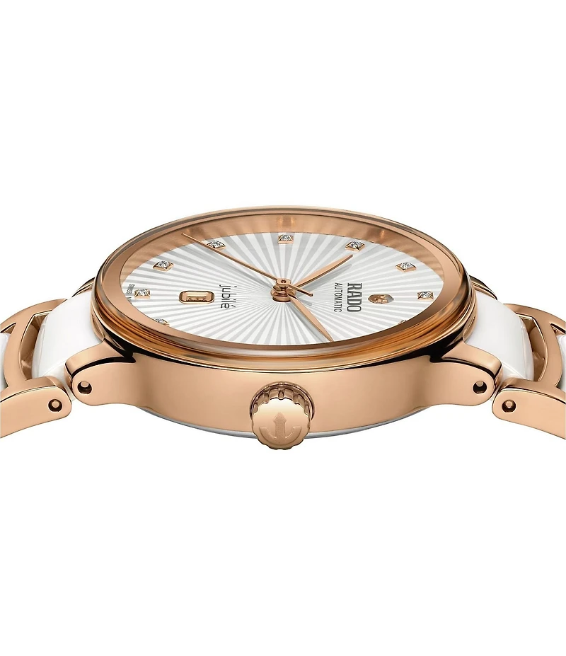 RADO Women's Centrix Diamonds Automatic Two Tone Stainless Steel Rose Gold Bracelet Watch
