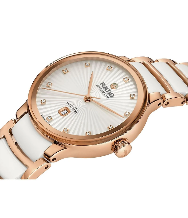 RADO Women's Centrix Diamonds Automatic Two Tone Stainless Steel Rose Gold Bracelet Watch