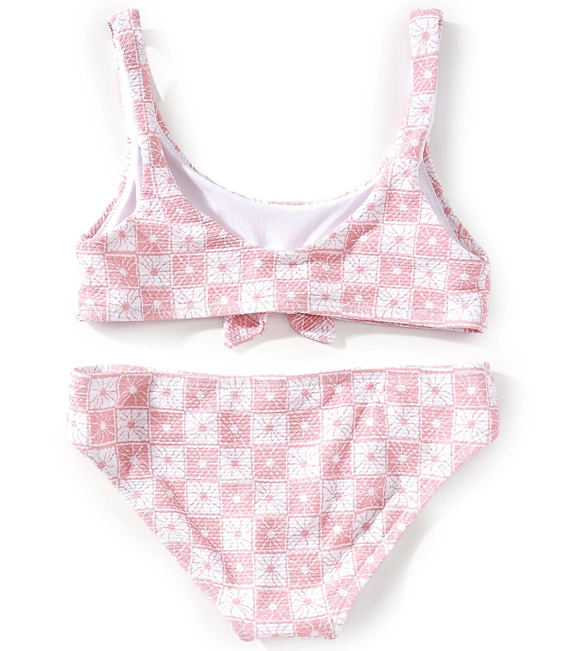 Raisins Big Girls Check Print Tie Front Bralette Top & Hipster Bottom 2-Piece Swim Set