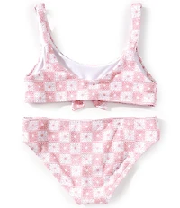 Raisins Big Girls Check Print Tie Front Bralette Top & Hipster Bottom 2-Piece Swim Set