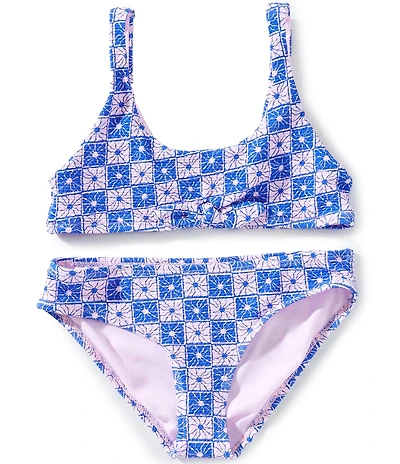 Raisins Big Girls Check Print Tie Front Bralette Top & Hipster Bottom 2-Piece Swim Set