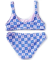 Raisins Big Girls Check Print Tie Front Bralette Top & Hipster Bottom 2-Piece Swim Set