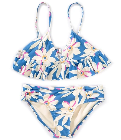 Raisins Big Girls Floral-Printed V-Neckline Bikini Top & Matching Bikini Bottom Two-Piece Swimsuit