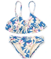 Raisins Big Girls Floral-Printed V-Neckline Bikini Top & Matching Bikini Bottom Two-Piece Swimsuit