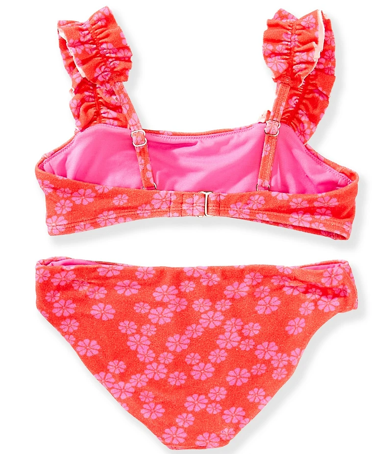 Raisins Big Girls Floral-Printed Textured Terry Cloth Bandeau Top & Matching Hipster Bottom Two-Piece Swimsuit