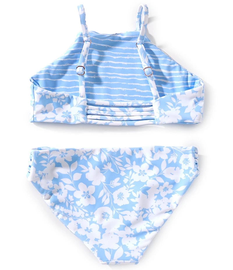 Raisins Big Girls Floral/Striped Reversible Tankini Top & Hipster Bottom Two-Piece Swimsuit