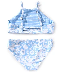 Raisins Big Girls Floral/Striped Reversible Tankini Top & Hipster Bottom Two-Piece Swimsuit