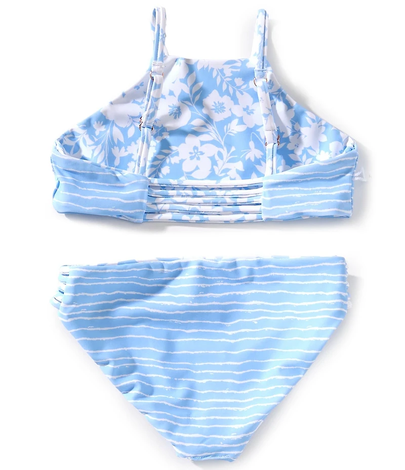 Raisins Big Girls Floral/Striped Reversible Tankini Top & Hipster Bottom Two-Piece Swimsuit