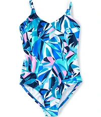 Raisins Big Girls Nori Tropical Floral Print Tank Strappy Back 1-Piece Swimsuit