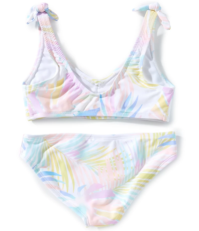 Raisins Big Girls Palm Print Wahine Tie Shoulder Bralette Top & Hipster Bottom 2-Piece Swim Suit