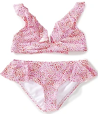 Raisins Big Girls Adjustable Back Strap Printed V-Neck Ruffle Top & Hipster Bottom Two-Piece Swimsuit