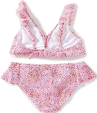 Raisins Big Girls Adjustable Back Strap Printed V-Neck Ruffle Top & Hipster Bottom Two-Piece Swimsuit