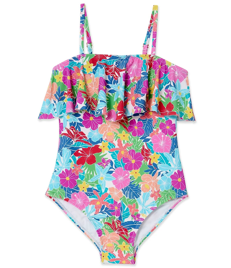 Raisins Big Girls Flounce La Playa Floral Print One Piece Swimsuit