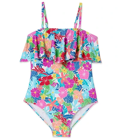 Raisins Big Girls Flounce La Playa Floral Print One Piece Swimsuit