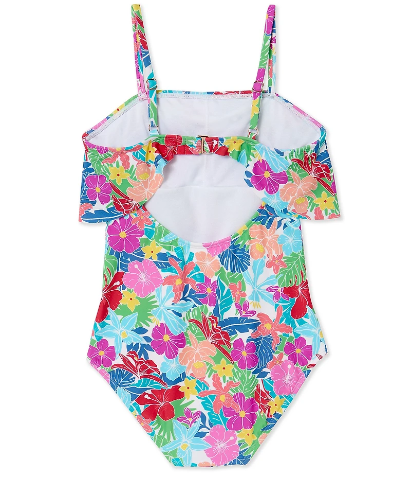 Raisins Big Girls Flounce La Playa Floral Print One Piece Swimsuit