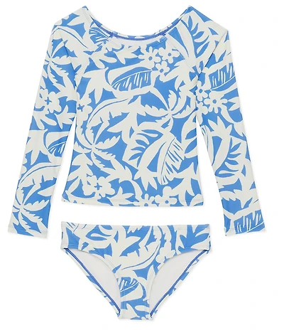 Raisins Big Girls Long Sleeve Allover Printed Honey Rasher 2-Piece Swimsuit Set