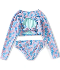 Raisins Big Girls Long Sleeve Raglan Crop Top 2-Piece Swimsuit Set