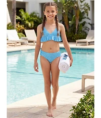 Raisins Big Girls Over The Shoulder Adjustable Strap Gingham Print 2-Piece Swimsuit Set