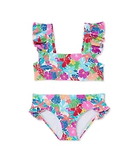 Raisins Big Girls Ruffle Shoulder Straps Floral Print 2-Piece Swimsuit