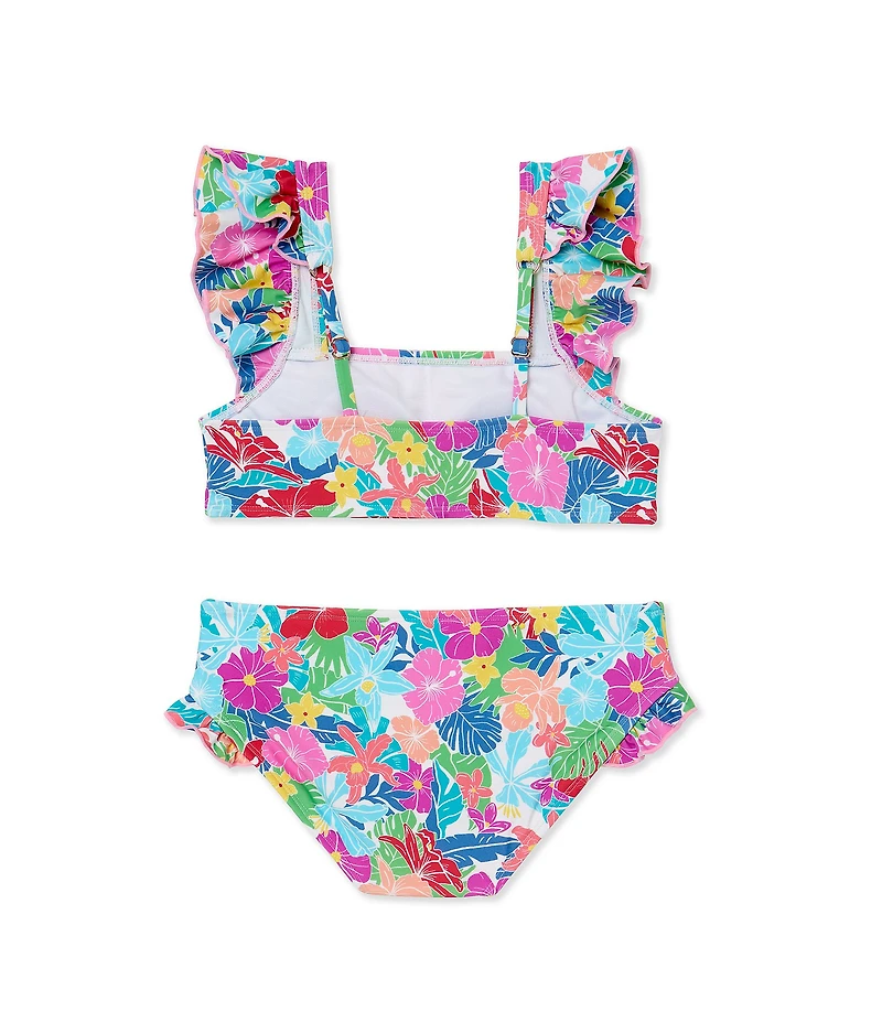Raisins Big Girls Ruffle Shoulder Straps Floral Print 2-Piece Swimsuit