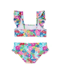 Raisins Big Girls Ruffle Shoulder Straps Floral Print 2-Piece Swimsuit