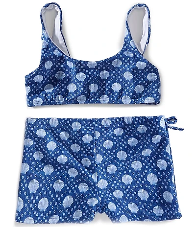 Raisins Big Girls Scoop Neck Allover Seashells Print Top & Skirtini Short Bottom Two-Piece Set