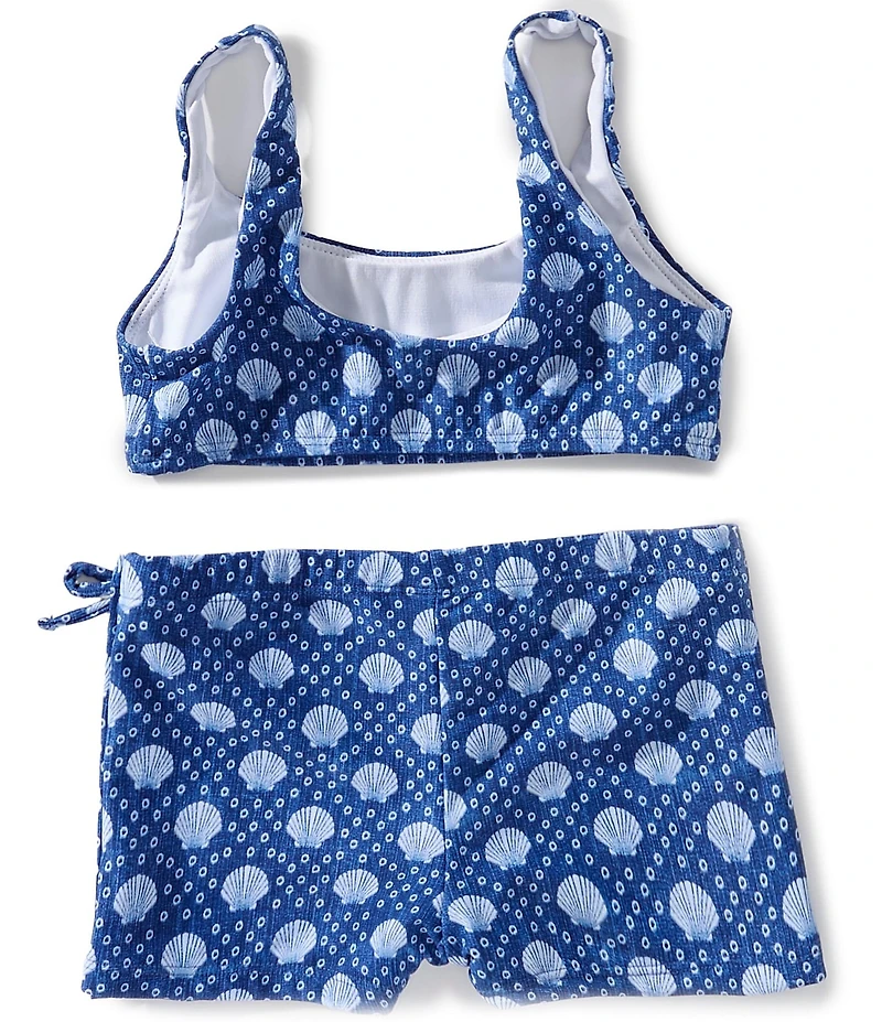 Raisins Big Girls Scoop Neck Allover Seashells Print Top & Skirtini Short Bottom Two-Piece Set