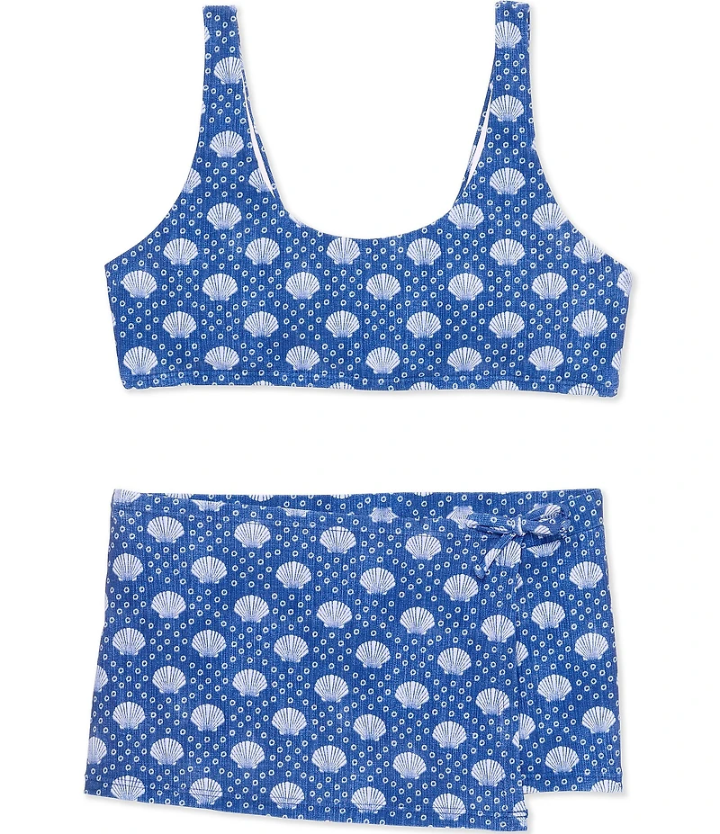Raisins Big Girls Scoop Neck Allover Seashells Print Top & Skirtini Short Bottom Two-Piece Set