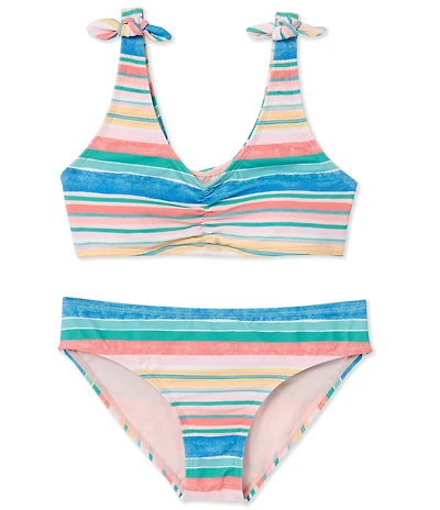Raisins Big Girls Shoulder Bow Tie Stripe 2-Piece Swimsuit Set