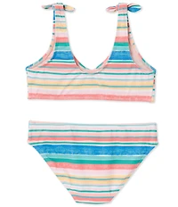 Raisins Big Girls Shoulder Bow Tie Stripe 2-Piece Swimsuit Set