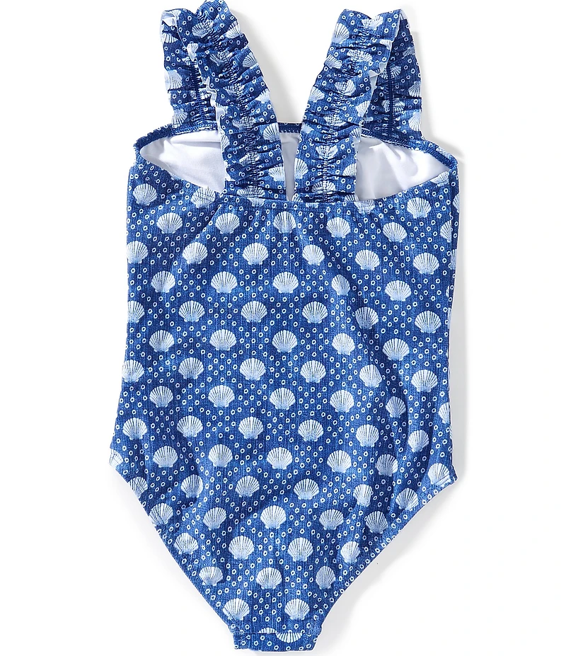 Raisins Big Girls Square Neck Ruffle Printed Bandeau One-Piece Swimsuit