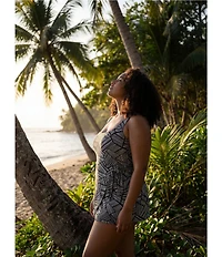 Raisins Curve Plus Size Calabria Hidden Hill Square Neck Swim Dress