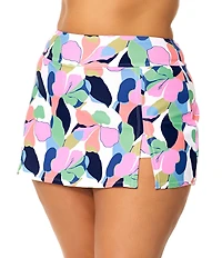 Raisins Curve Plus Size Hibiscus Road High Waist Skirted Swim Bottom