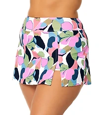 Raisins Curve Plus Size Hibiscus Road High Waist Skirted Swim Bottom