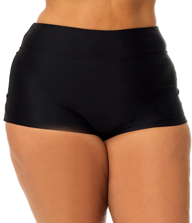 Raisins Curve Plus Size High Waist Tummy Thinner Pull-On Swim Shorts