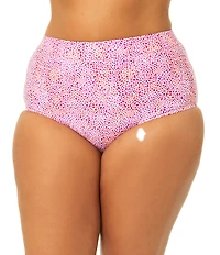Raisins Curve Plus Size Island Dotted Keyhole Tie Back High Waist Swim Bottom