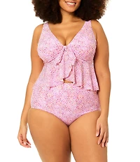 Raisins Curve Plus Size Island Dotted Keyhole Tie Back High Waist Swim Bottom