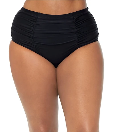 Raisins Curve Plus Size Malo Solid High Waist Shirred Swim Bottom