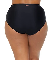 Raisins Curve Plus Size Malo Solid High Waist Shirred Swim Bottom
