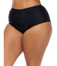 Raisins Curve Plus Size Malo Solid High Waist Shirred Swim Bottom