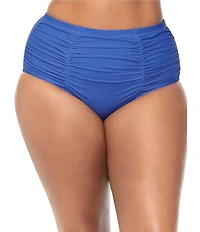 Raisins Curve Plus Size Malo Solid High Waist Shirred Swim Bottom