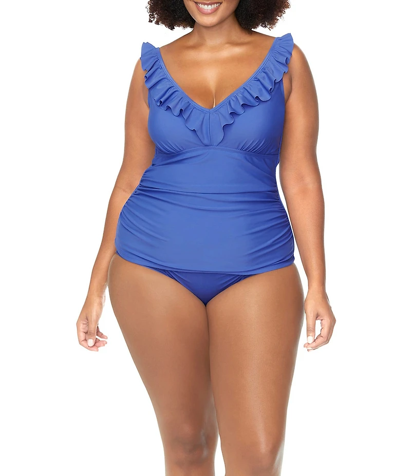 Raisins Curve Plus Size Malo Solid High Waist Shirred Swim Bottom