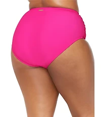 Raisins Curve Plus Size Malo Solid High Waist Shirred Swim Bottom