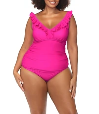 Raisins Curve Plus Size Malo Solid High Waist Shirred Swim Bottom