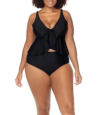 Raisins Curve Plus Size Malo Solids Keiora High Waist Swim Bottom