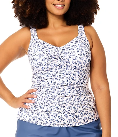 Raisins Curve Plus Size Sasha Sweetheart Neck Front Twist Tankini Swim Top