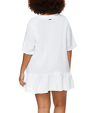 Raisins Curve Plus Size Sol V-Neck Ruffle Skirt Swim Cover-Up Dress