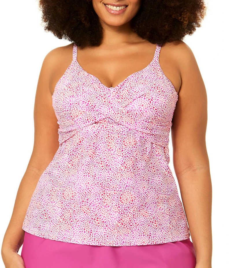 Raisins Curve Plus Size V-Neck Underwire Tankini Swim Top